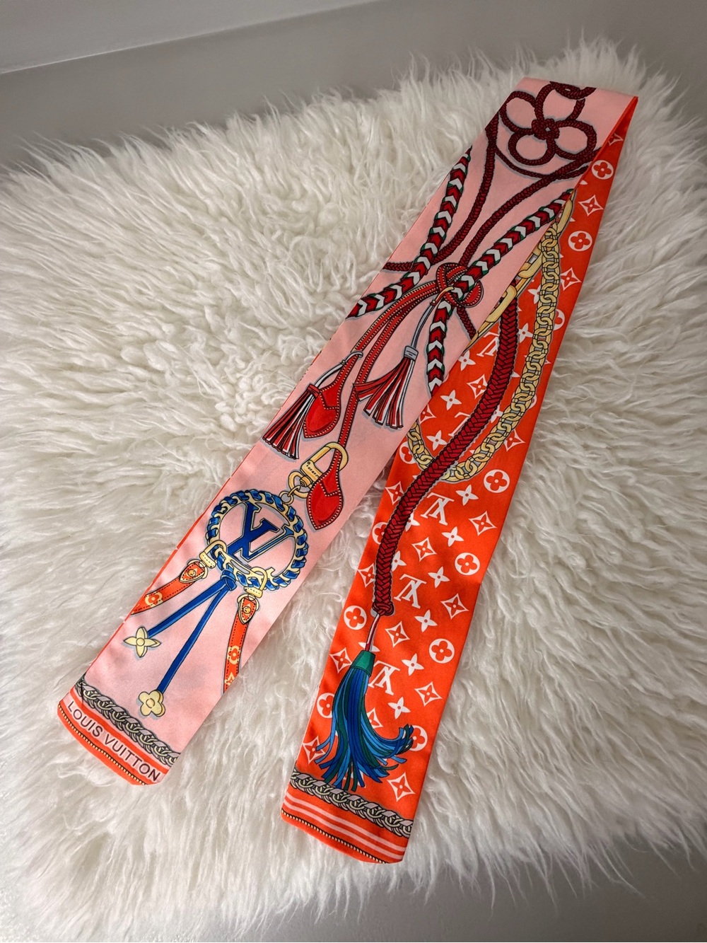 Pink & Orange Silk Twilly Scarf